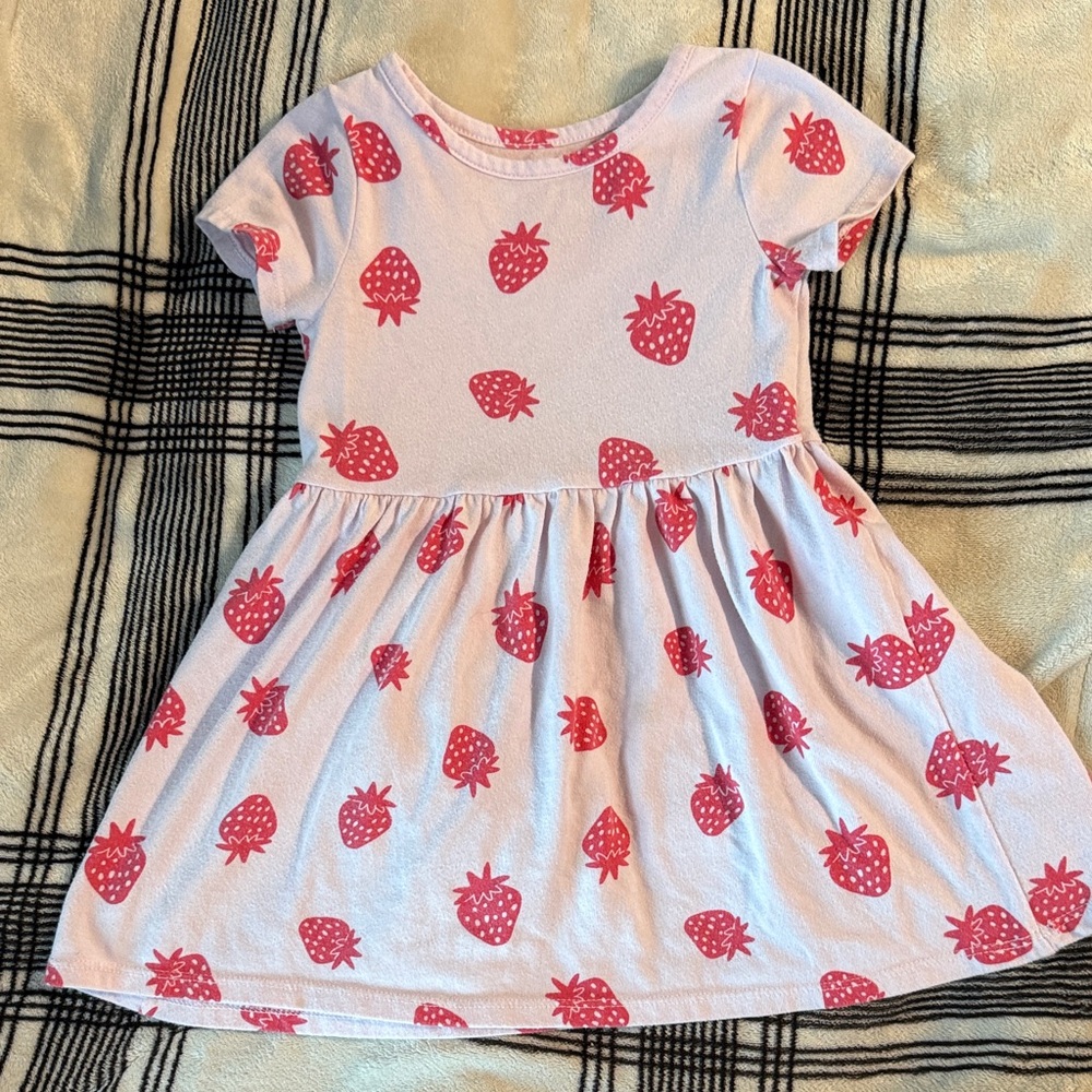 Cat & Jack Pink and White Strawberry Kids Dress